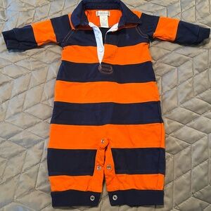 Rugby Style Ralph Lauren Orange and Navy Onesie